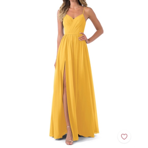 Azazie Cora Bridesmaid Dress in Marigold Garment Bag Included - Picture 8 of 10